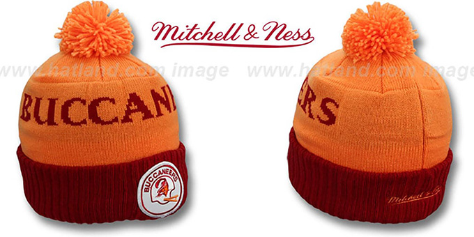 Buccaneers 'CUFF BEANIE-2' Orange-Red Knit Hat by Mitchell and Ness