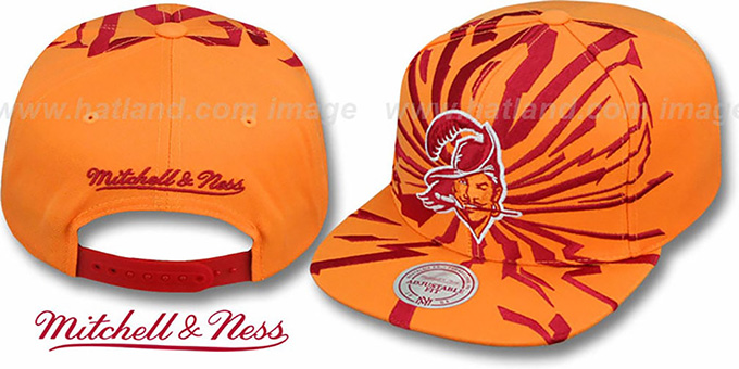 Buccaneers 'EARTHQUAKE SNAPBACK' Orange Hat by Mitchell and Ness