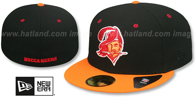 Buccaneers 'NFL THROWBACK TEAM-BASIC' Black-Orange Fitted Hat by New Era