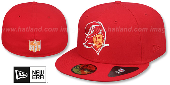 Buccaneers 'NFL THROWBACK TEAM-BASIC' Red Fitted Hat by New Era