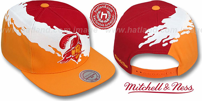 Buccaneers 'PAINTBRUSH SNAPBACK' Red-White-Orange Hat by Mitchell and Ness