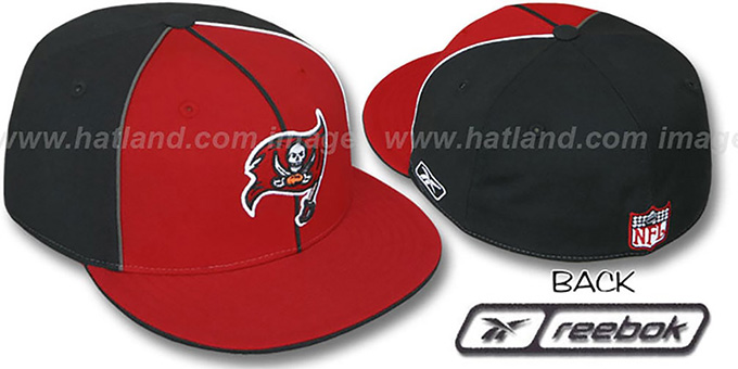 Buccaneers 'TRI PIPING PINWHEEL' Red Black Fitted Hat by Reebok