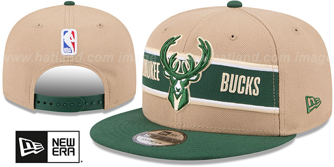 Bucks '2024 NBA DRAFT SNAPBACK' Camel-Green Hat by New Era