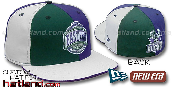 Bucks CONFERENCE 'PINWHEEL' Green-Purple-White Fitted Hat