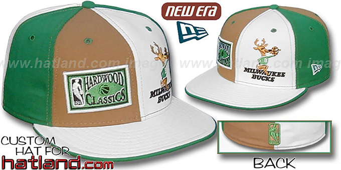 Bucks DW HARDWOOD 'OLD-SCHOOL' Wheat-White-Green Fitted Hat