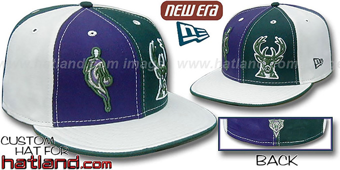 Bucks INSIDER 'DOUBLE WHAMMY' Purple-Green-White Fitted Hat