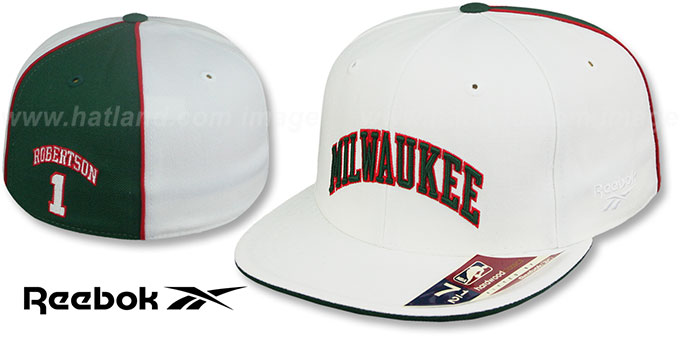 Bucks 'OSCAR ROBERTSON SWINGMAN' White-Green Fitted Hat by Reebok