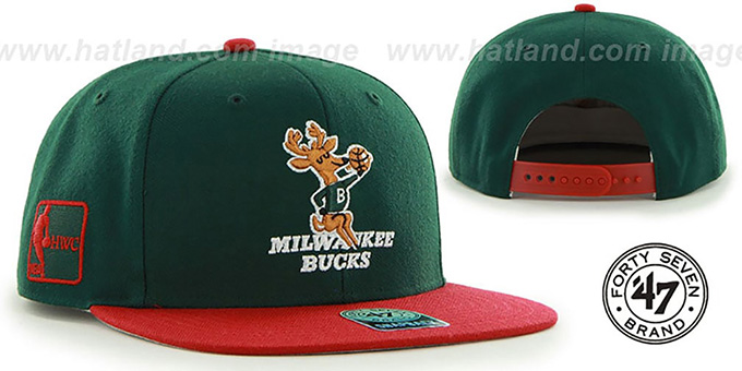 Bucks 'SURE-SHOT SNAPBACK' Green-Red Hat by Twins 47 Brand