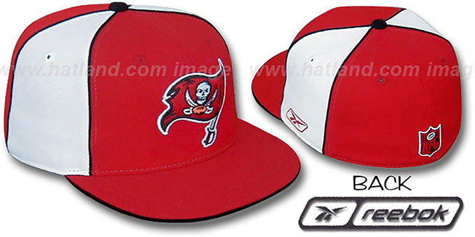 Bucs 'TEAM PINWHEEL' Red White Fitted Hat by Reebok