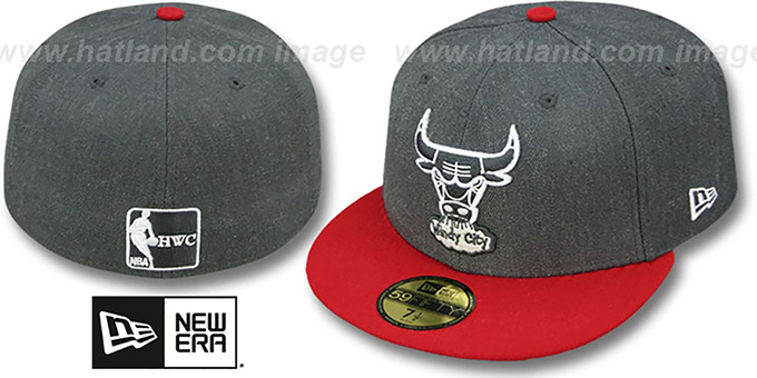 Bulls '2T-HEATHER' Charcoal-Red Fitted Hat by New Era