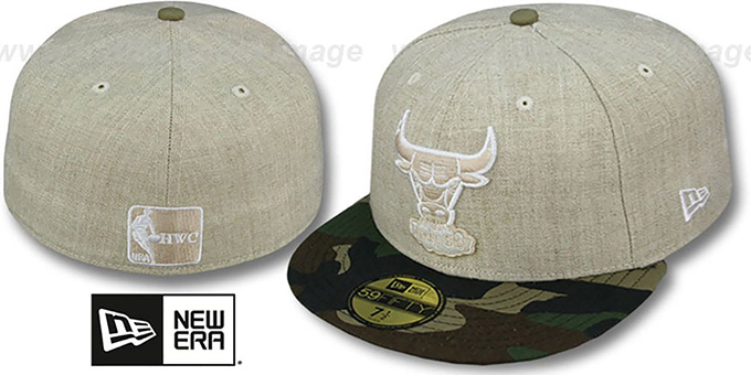 Bulls '2T-HEATHER' Oatmeal-Army Fitted Hat by New Era