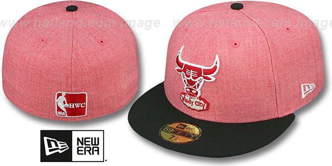 Bulls '2T-HEATHER' Red-Black Fitted Hat by New Era