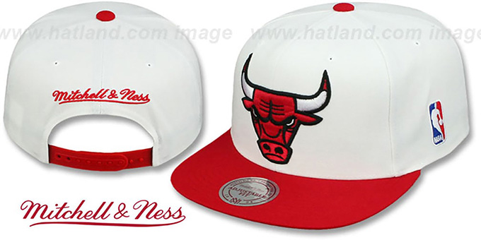 Bulls '2T XL-LOGO SNAPBACK' White-Red Hat by Mitchell and Ness