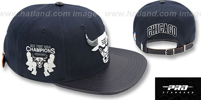 Bulls '6X CHAMPS TROPHY STRAPBACK' Navy-Grey Hat by Pro Standard