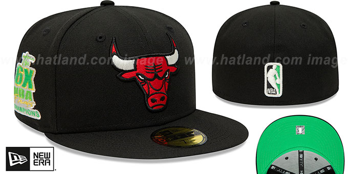 Bulls 6X NBA CHAMPS 'CITRUS POP' Black-Green Fitted Hat by New Era