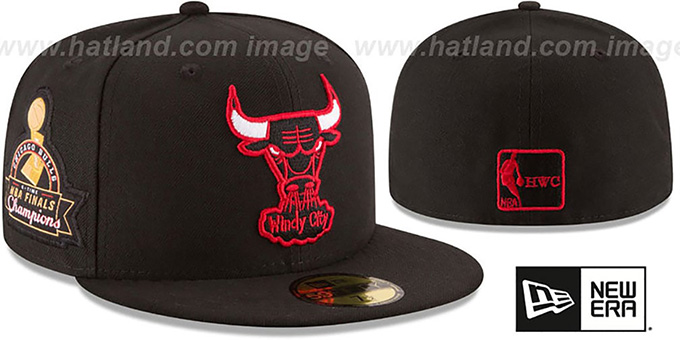 Bulls 6X 'TITLES SIDE-PATCH' Black Fitted Hat by New Era