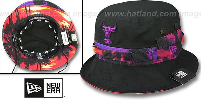 Bulls 'ADVENTURE SUNSET' Black Bucket Hat by New Era