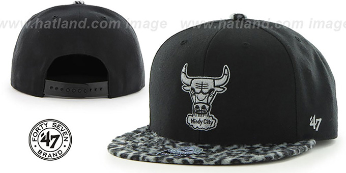 Bulls 'BLACK LEOPARD SNAPBACK' Hat by Twins 47 Brand