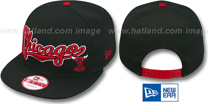 Bulls 'BLOCK-SCRIPT SNAPBACK' Black Hat by New Era