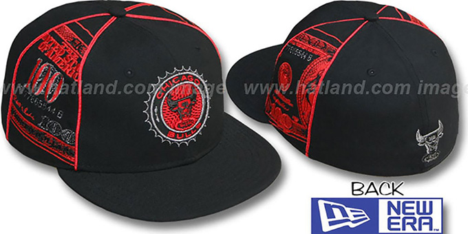 Bulls 'C-NOTE' Black-Red Fitted Hat by New Era