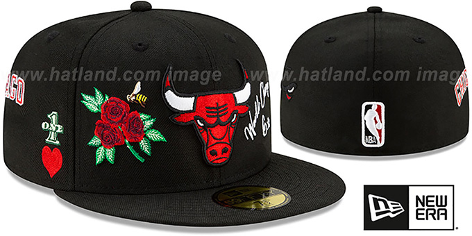 Bulls 'CHAMPS-N-ROSES' Black Fitted Hat by New Era