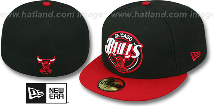 Bulls 'CIRCLE-CLOSER' Black-Red Fitted Hat by New Era