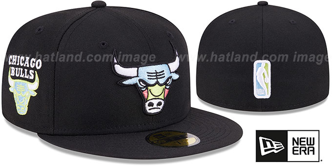 Bulls 'COLOR PACK SIDE-PATCH' Black Fitted Hat by New Era