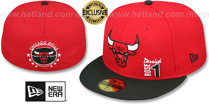 Bulls 'DERRICK ROSE 1' Red-Black Fitted Hat by New Era