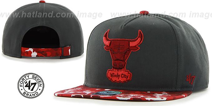 Bulls 'DRYTOP STRAPBACK' Grey-Red Hat by Twins 47 Brand