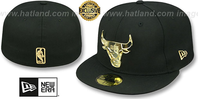 Bulls 'GOLD METAL-BADGE' Black Fitted Hat by New Era