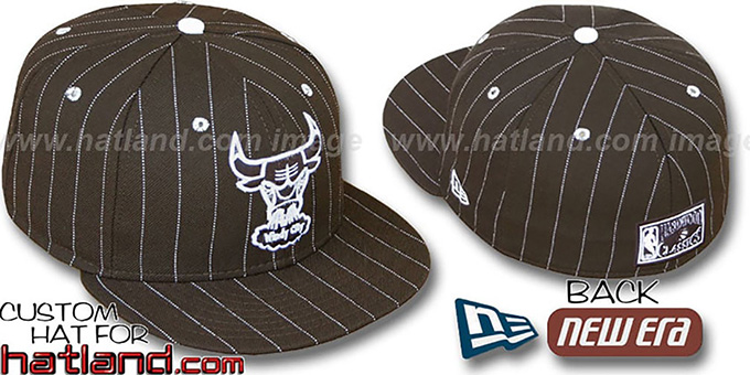 Bulls HARDWOOD 'PINSTRIPE' Brown-White Fitted Hat by New Era