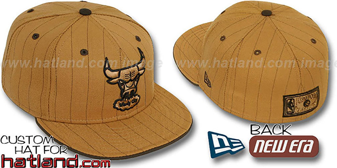 Bulls HARDWOOD 'PINSTRIPE' Wheat-Brown Fitted Hat by New Era