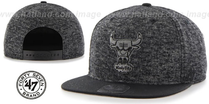 Bulls 'LEDGEBROOK SNAPBACK' Black Hat by Twins 47 Brand