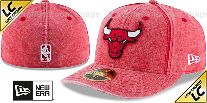 Bulls 'LOW-CROWN FADED' Red Fitted Hat by New Era