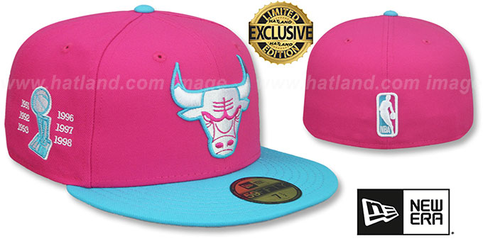 Bulls 'MIAMI VICE SIDE-PATCH' Beetroot-Blue Fitted Hat by New Era