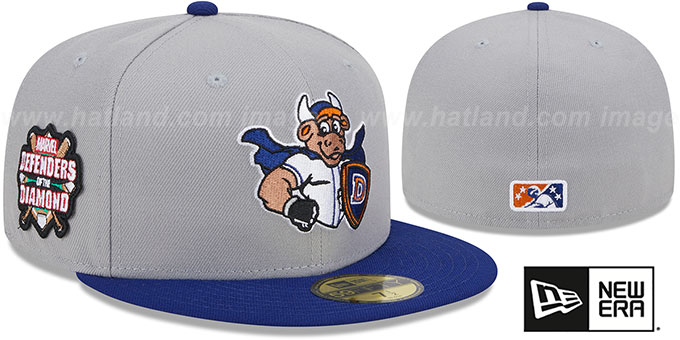 Bulls 'MILB MARVEL DEFENDERS SIDE-PATCH' Grey-Royal Fitted Hat by New Era