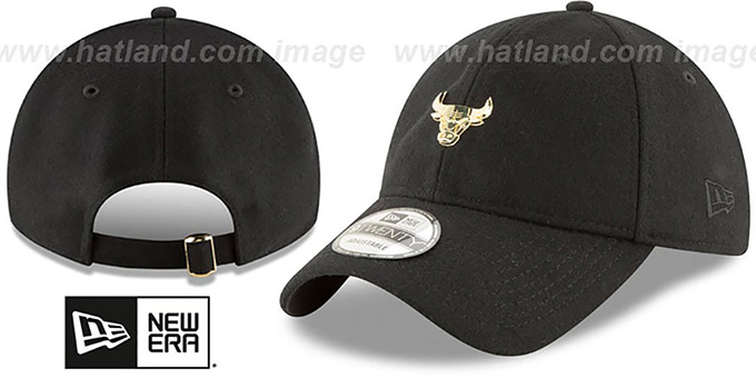 Bulls 'MINI GOLD METAL-BADGE STRAPBACK' Black Hat by New Era