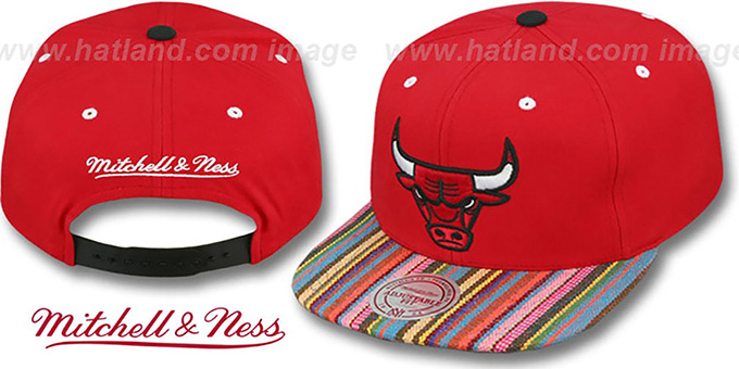 Bulls 'NATIVE-STRIPE SNAPBACK' Red Hat by Mitchell and Ness