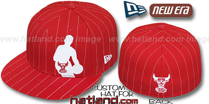 Bulls 'NBA SILHOUETTE PINSTRIPE' Red-White Fitted Hat by New Era