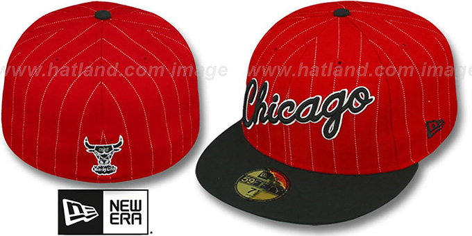 Bulls 'PIN-SCRIPT' Red-Black Fitted Hat by New Era