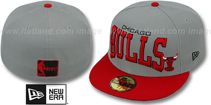 Bulls 'PRO-ARCH' Grey-Red Fitted Hat by New Era