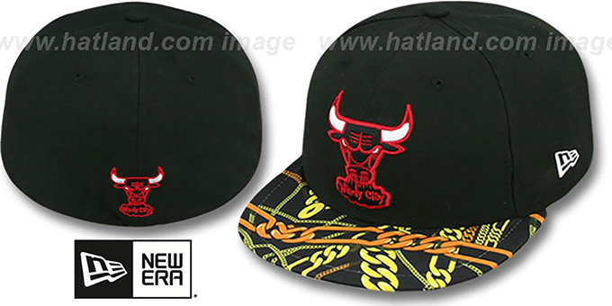 Bulls 'REAL CHAINS VIZA-PRINT' Black Fitted Hat by New Era