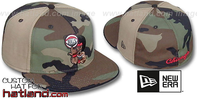 Bulls RETROMAN CAMO 'PINWHEEL' Woodland-Tan Fitted Hat