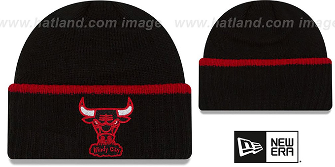 Bulls 'RIBBED-UP' Black Knit Beanie Hat by New Era