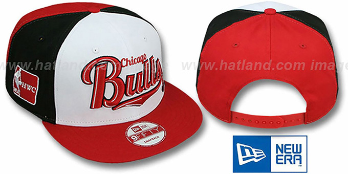 Bulls 'SCRIPTWHEEL SNAPBACK' White-Black-Red Hat by New Era