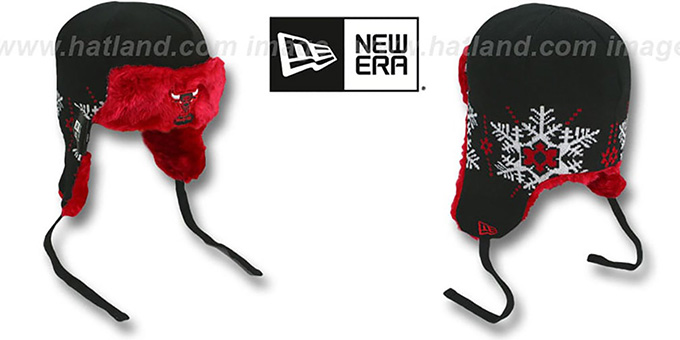 Bulls 'SNOWFLAKE TRAPPER' Black-Red Knit Hat by New Era