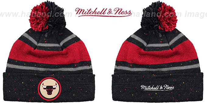 Bulls HWC 'SPECKLED' Black-Red Knit Beanie by Mitchell and Ness