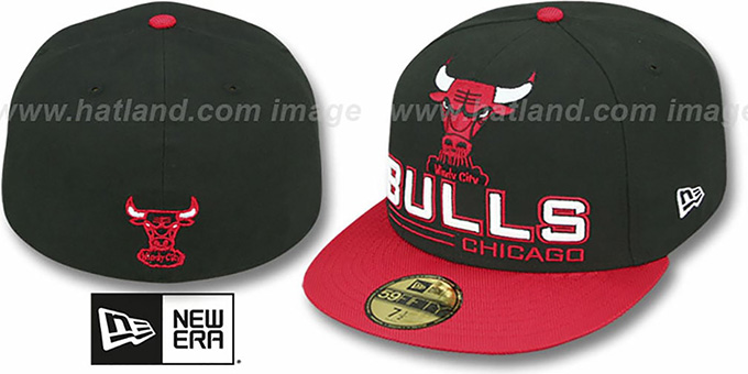 Bulls 'TECH MARK' Black-Red Fitted Hat by New Era