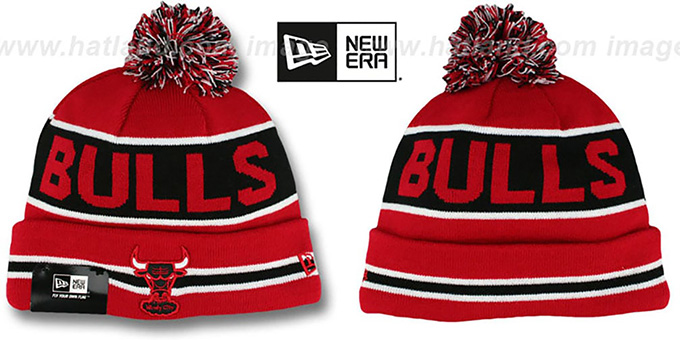 Bulls 'THE-COACH' Red-Black Knit Beanie Hat by New Era