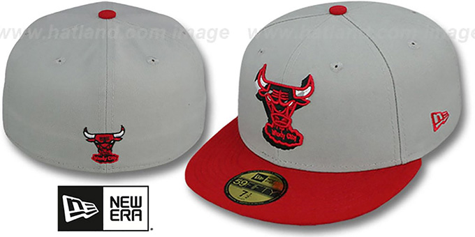 Bulls 'TRACE-POP' Grey-Red Fitted Hat by New Era